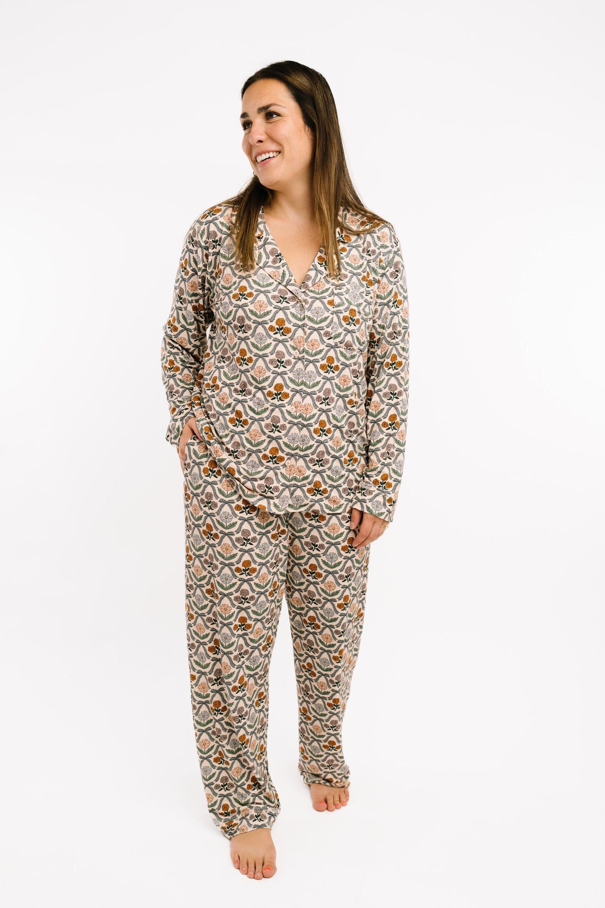 Cottage Bow Women's Button Up Long Sleeve Set