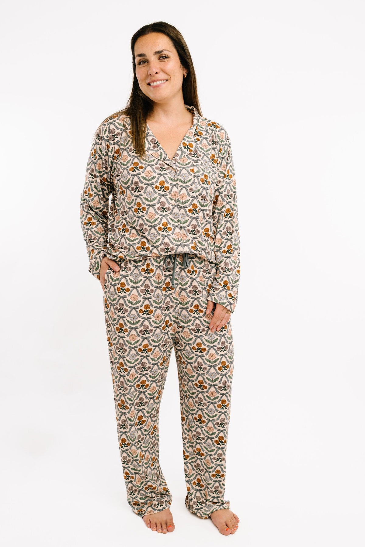 Cottage Bow Women's Button Up Long Sleeve Set
