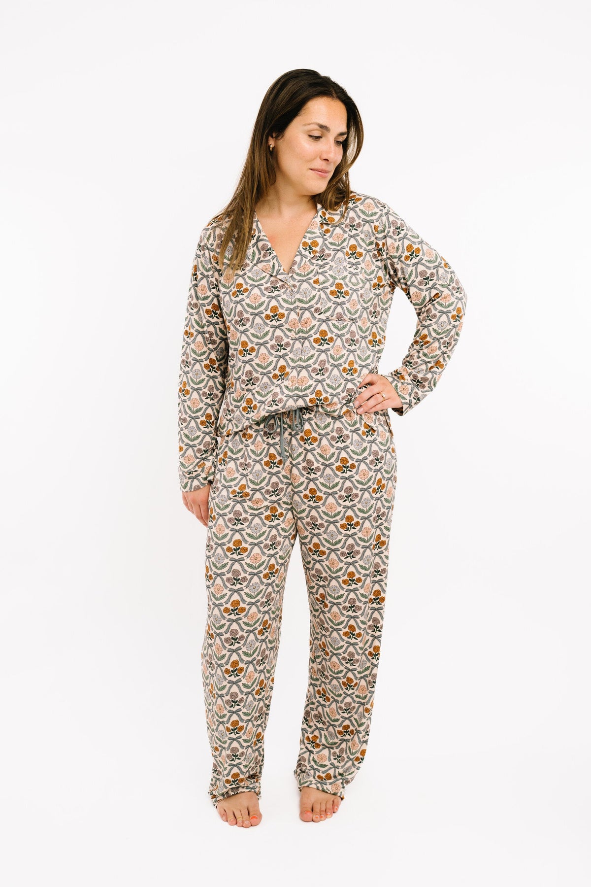 Cottage Bow Women's Button Up Long Sleeve Set