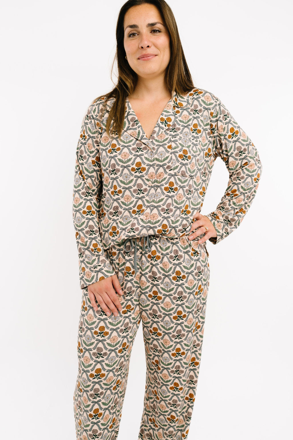 Cottage Bow Women's Button Up Long Sleeve Set