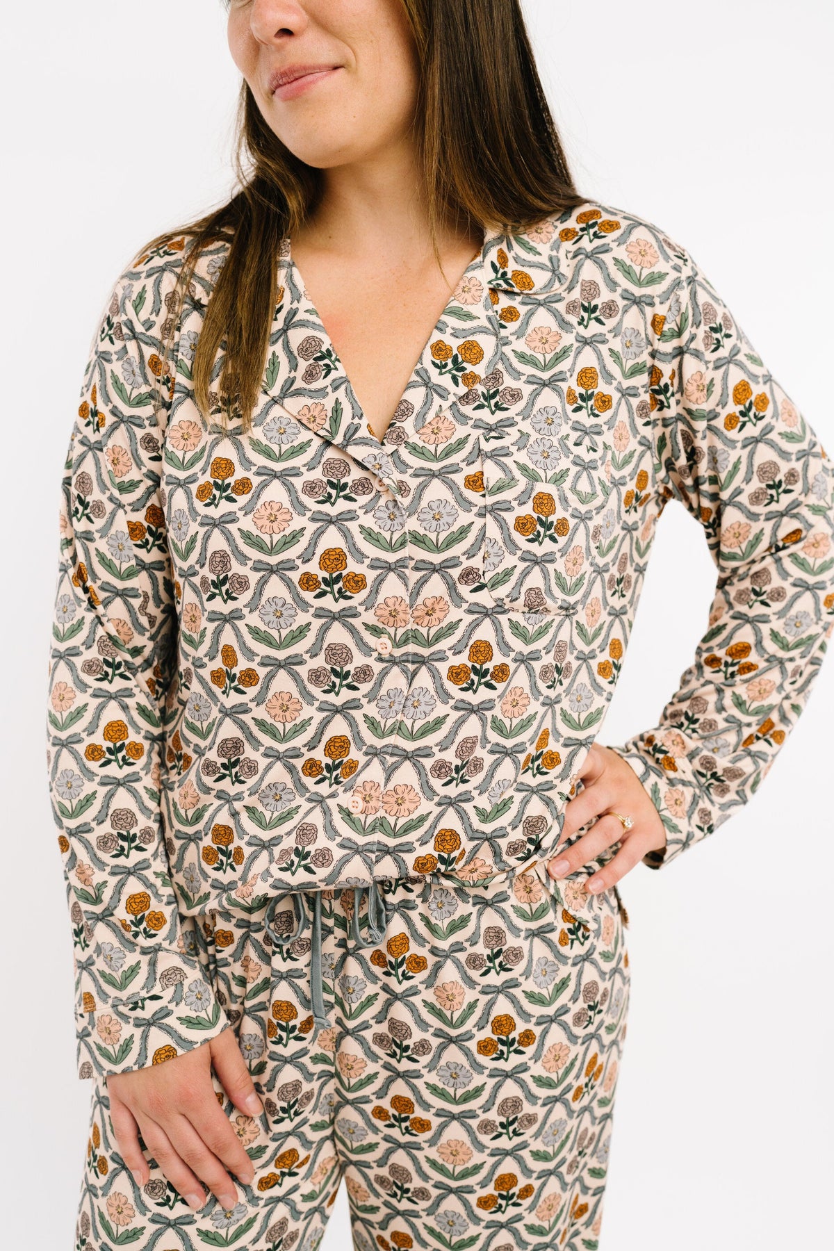 Cottage Bow Women's Button Up Long Sleeve Set