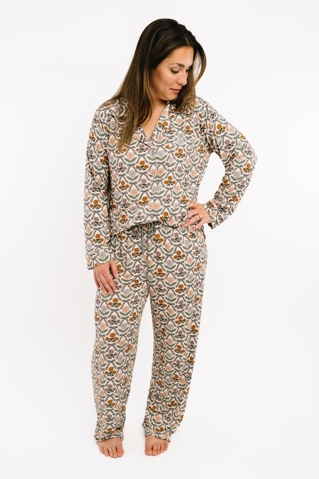 Cottage Bow Women's Button Up Long Sleeve Set